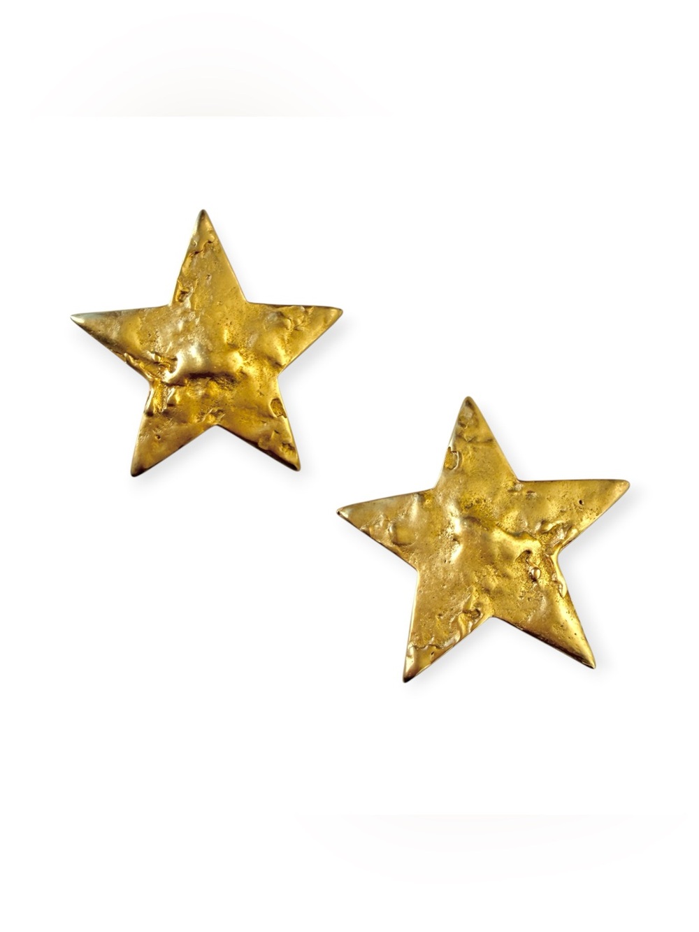 Vintage 80s FO Inc Fernando Originals Gold Star Clip On Earrings Statement